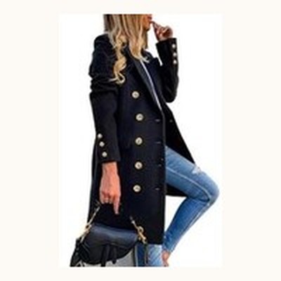 Double breasted midi peacoat