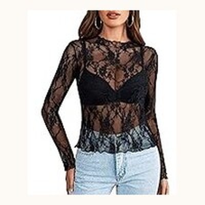 Floral lace mesh blouse